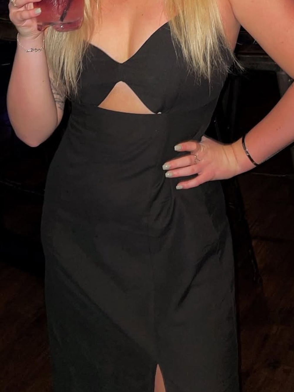 Melrose and Market Sleek Black Cutout Midi Dress